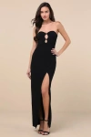 Lulus Kaori Black Cutout Strapless Tulip Maxi Dress In Black