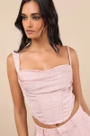 Lulus Karee Blush Pink Satin Asymmetrical Bustier Top