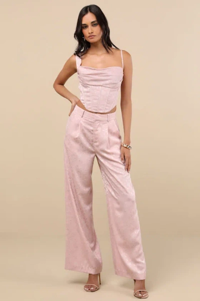 Lulus Karee Blush Pink Satin High-rise Trousers