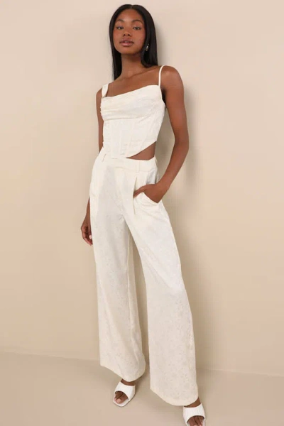 Lulus Karee Ivory Satin High-rise Trousers