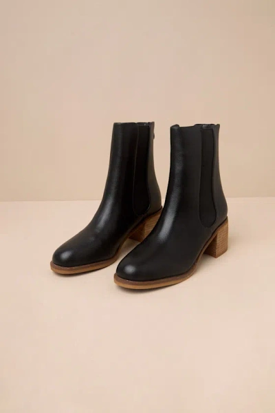 Lulus Karlach Black Low Heel Ankle Booties