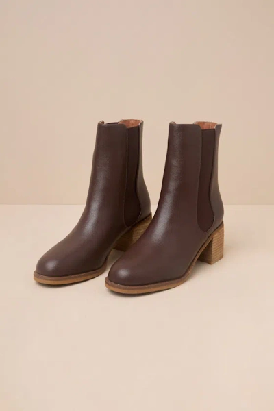 Lulus Karlach Brown Low Heel Ankle Booties