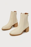 Lulus Karlach Light Nude Low Heel Ankle Booties In White