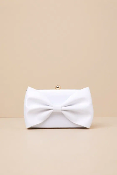 Lulus Karol White Bow Clutch