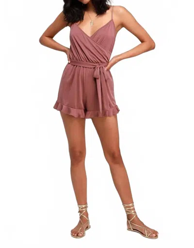 Lulus Katelyn Ruffled Surplice Romper In Rusty Rose In Pink