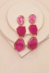 Lulus Kaysen Pink Stone Drop Earrings