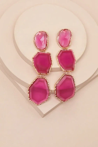Lulus Kaysen Pink Stone Drop Earrings