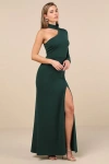 Lulus Keep It Interesting Emerald Cutout One-shoulder Maxi Dress In Green