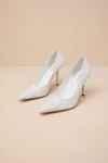 Lulus Kennett White Pinstripe Pointed-toe Pumps In White