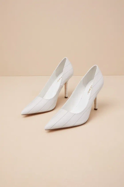 Lulus Kennett White Pinstripe Pointed-toe Pumps