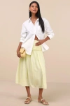 Lulus Kesia Light Yellow Textured A-line Midi Skirt In Light Yellow