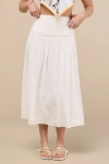 Lulus Kesia White Textured A-line Midi Skirt In White