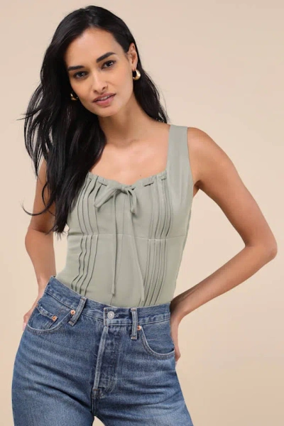 Lulus Kessa Olive Green Bustier Tank Top
