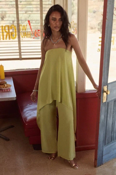 Lulus Kiko Lime Green Strapless Overlay Wide-leg Jumpsuit
