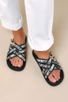 Lulus Killian Multi Tropical Print Slide Sandals