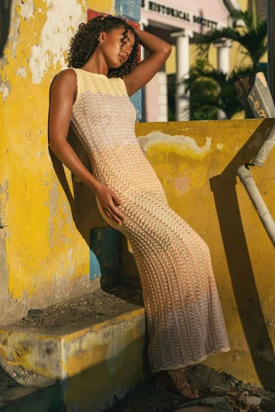 Lulus Kirsten Cream Multi Crochet Backless Maxi Dress In Brown