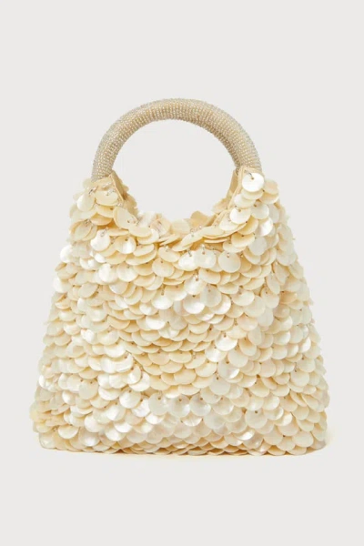 Lulus Kiss And Shell Cream Beaded Shell Handbag In White