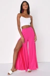 Lulus Knockout Fuchsia Wide Leg Pants In Fuchsia