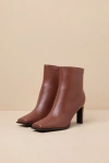 Lulus Korey Brown Square-toe Ankle Booties In Brown