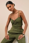 Lulus Kotryna Green Striped Handkerchief Crop Top