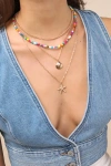 Lulus Kova Gold Rainbow Layered Beaded Charm Necklace In Gold