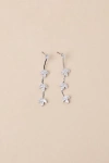 Lulus Ksena Silver Rhinestone Drop Earrings In Silver