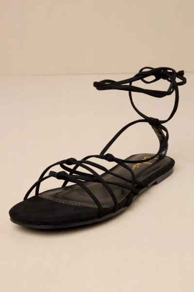 Lulus Laing Black Suede Knotted Lace-up Sandals