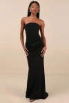 Lulus Laney Black Strapless Corset Maxi Dress In Black
