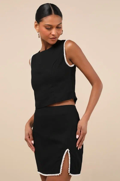 Lulus Larina Black Pearl Trim Mini Skirt