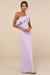 Lulus Last Forever Lavender One-shoulder Ruffle Maxi Dress In Purple