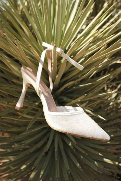 Lulus Latasha Ivory Sequin Pointed-toe Ankle Strap Pumps In White