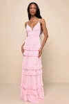 Lulus Lavish Perfection Light Pink Ruffled Tiered Maxi Dress In Light Pink