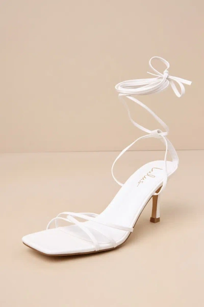 Lulus Lawrance White Lace-up High Heel Sandals