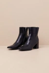 Lulus Layten Black Square Toe Ankle Boots In Black