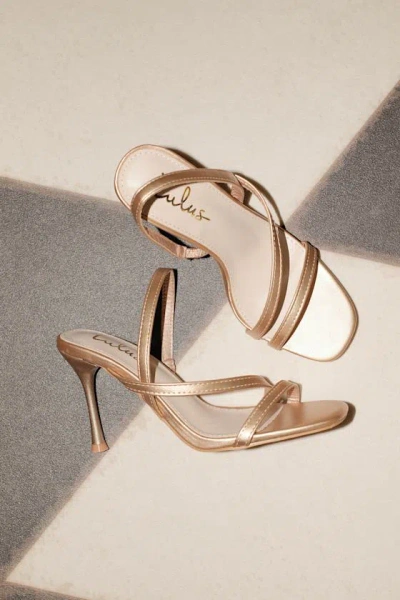 Lulus Leigh Champagne Gold Strappy High Heel Sandals