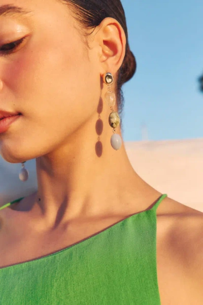 Lulus Lesia Gold Multi Stone Drop Earrings