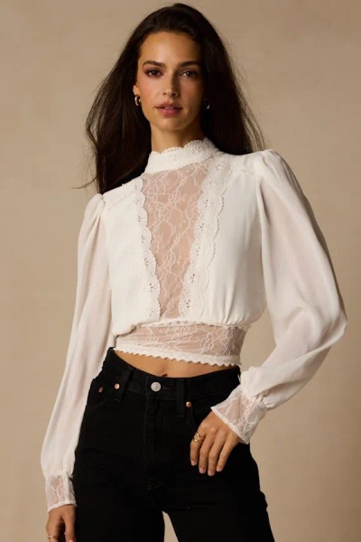 Lulus Lexia Ivory Lace Long Sleeve Top In White