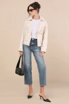 Lulus Lianna Beige Cropped Trench Coat In Beige
