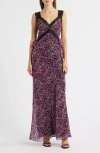 Lulus Lily Lace Trim Sleeveless Velvet Gown In Purple