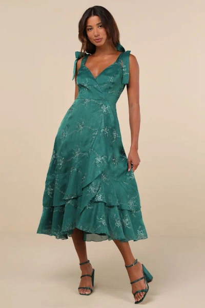 Lulus Limitless Adoration Sage Green 3d Floral Embroidered Midi Dress