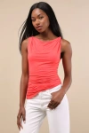 Lulus Linzia Coral Jersey Knit Asymmetrical Top