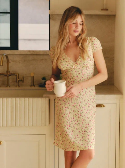Lulus Liv Light Yellow Ditsy Floral Slip Midi Dress