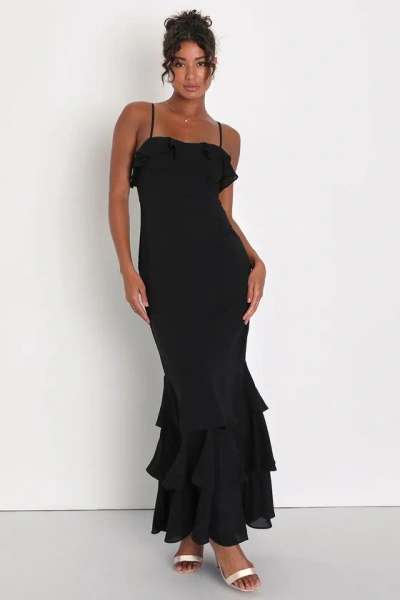 Lulus Lively Evenings Black Sleeveless Tiered Maxi Dress