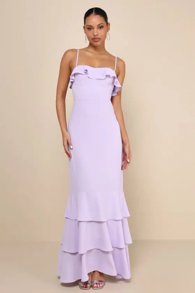 Lulus Lively Evenings Lavender Sleeveless Tiered Maxi Dress In Purple