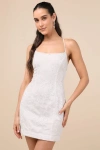 Lulus Lively Sweetheart White Embroidered Lace-up Mini Dress In White