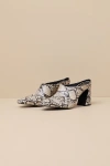 Lulus Londynn Snake Square-toe Mule Pumps In White
