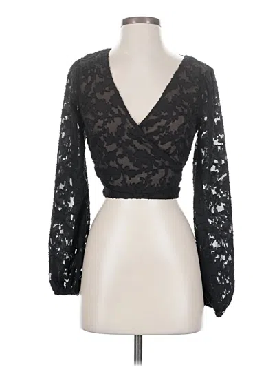 Pre-owned Lulus Long Sleeve Blouse In Black