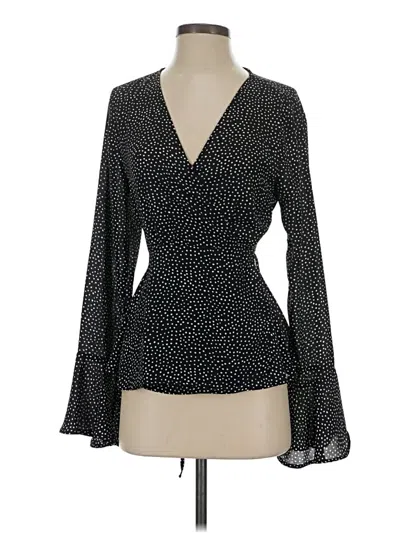 Pre-owned Lulus Long Sleeve Blouse In Black