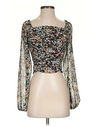 Pre-owned Lulus Long Sleeve Blouse In Black