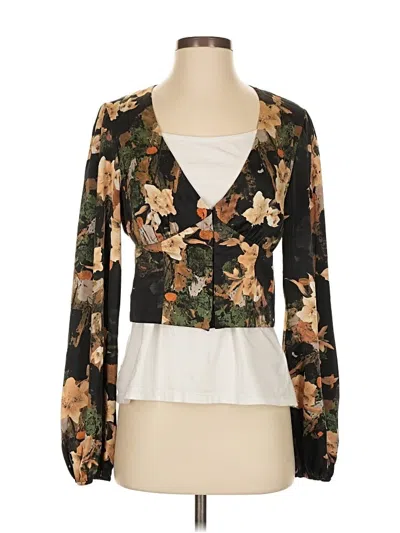 Pre-owned Lulus Long Sleeve Blouse In Black